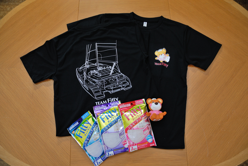 マスク「フィッティ」３サイズ、たまくまちゃんフィギュア、TEAM Fitty Tシャツ　セット　５名様分