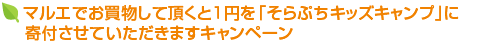 マルエでお買物していただくと１円を「そらぷちキッズキャンプ」に寄付させていただきますキャンペーン